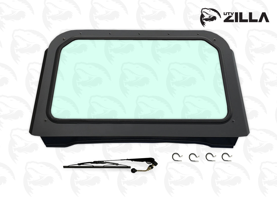 Black RZR 570, 800, XP900 Full Glass Windshield with Wiper