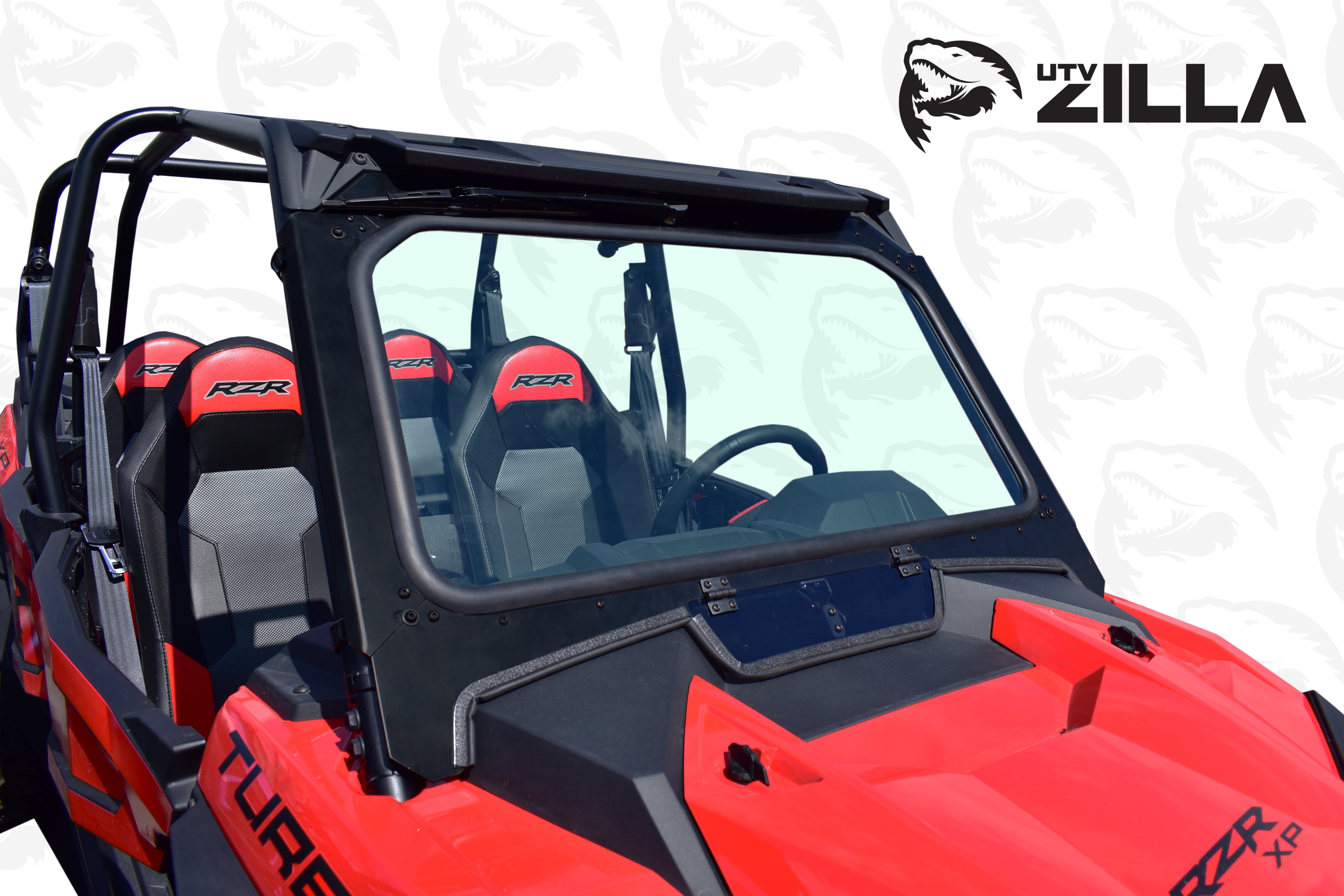 Black Vented Glass Windshield for 2019 RZR with Wiper