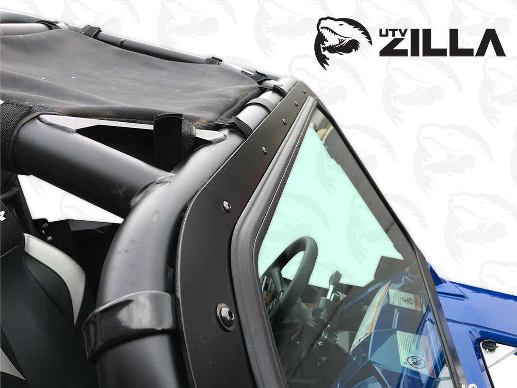 Clear Full Glass Windshield With Wiper For Polaris RZR 570, 800 XP, 900 (08-14) - Black Frame